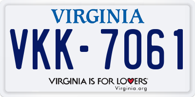 VA license plate VKK7061