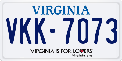 VA license plate VKK7073