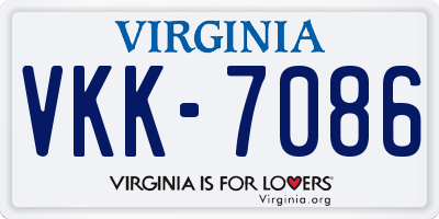 VA license plate VKK7086