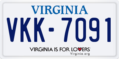 VA license plate VKK7091