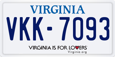 VA license plate VKK7093