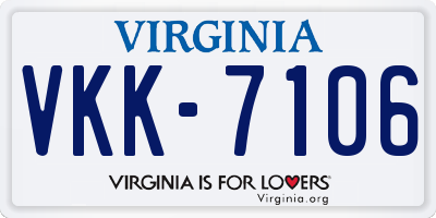 VA license plate VKK7106