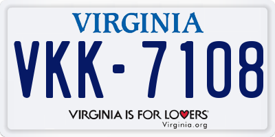 VA license plate VKK7108