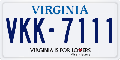 VA license plate VKK7111