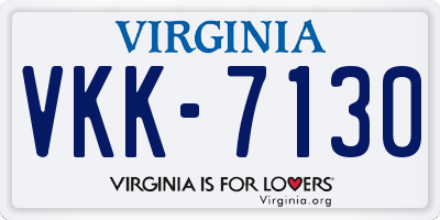 VA license plate VKK7130