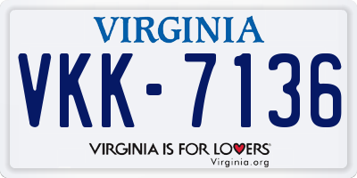 VA license plate VKK7136