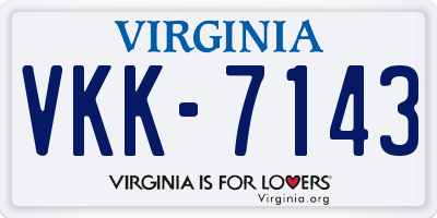 VA license plate VKK7143