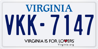 VA license plate VKK7147