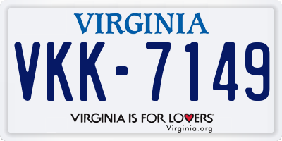 VA license plate VKK7149