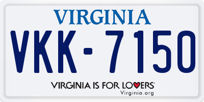 VA license plate VKK7150