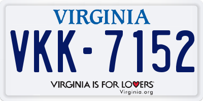 VA license plate VKK7152