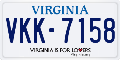 VA license plate VKK7158