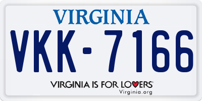 VA license plate VKK7166