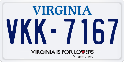 VA license plate VKK7167