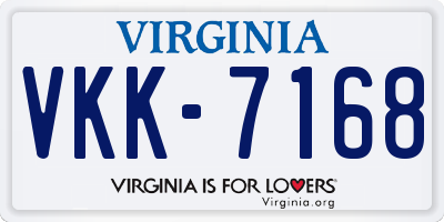 VA license plate VKK7168