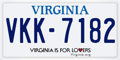 VA license plate VKK7182