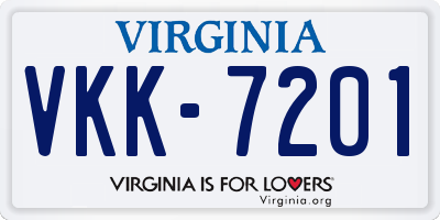 VA license plate VKK7201