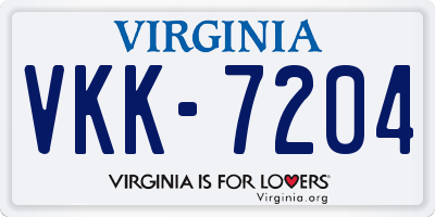 VA license plate VKK7204