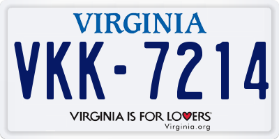 VA license plate VKK7214