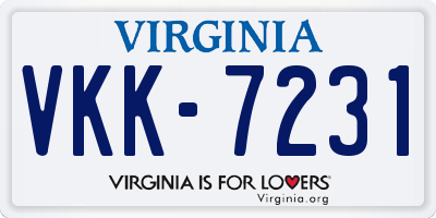 VA license plate VKK7231