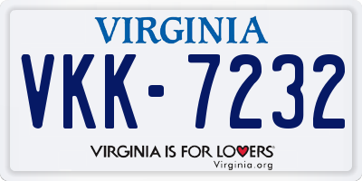 VA license plate VKK7232