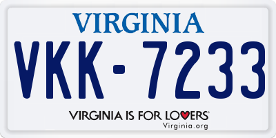 VA license plate VKK7233