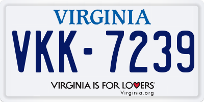 VA license plate VKK7239