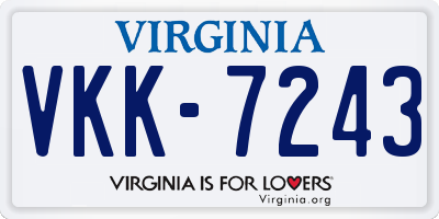 VA license plate VKK7243