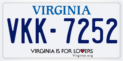 VA license plate VKK7252