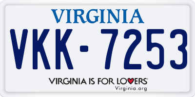 VA license plate VKK7253