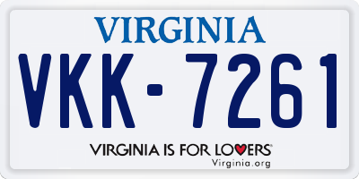 VA license plate VKK7261