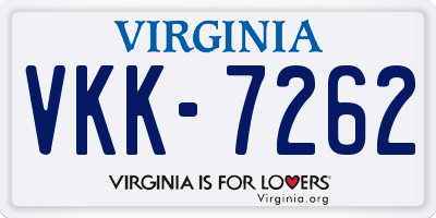 VA license plate VKK7262