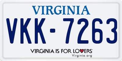 VA license plate VKK7263