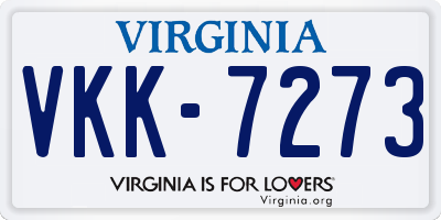 VA license plate VKK7273