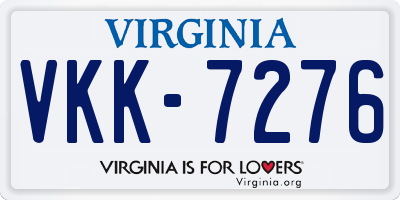 VA license plate VKK7276