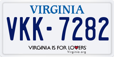 VA license plate VKK7282