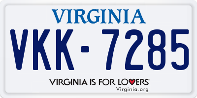 VA license plate VKK7285