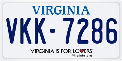 VA license plate VKK7286