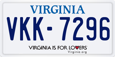 VA license plate VKK7296