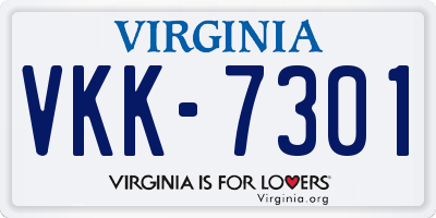 VA license plate VKK7301