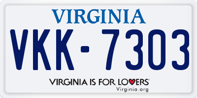 VA license plate VKK7303