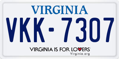 VA license plate VKK7307