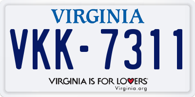 VA license plate VKK7311