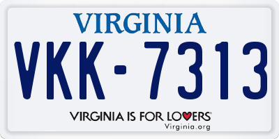 VA license plate VKK7313