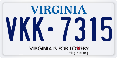 VA license plate VKK7315