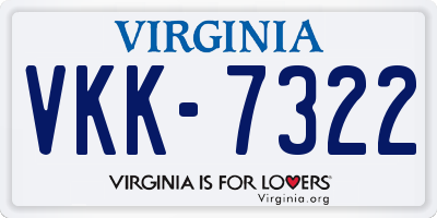 VA license plate VKK7322