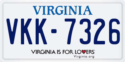VA license plate VKK7326