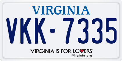 VA license plate VKK7335