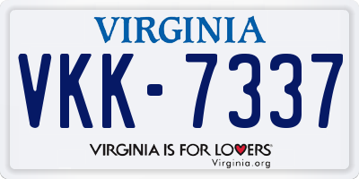 VA license plate VKK7337