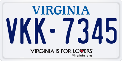 VA license plate VKK7345